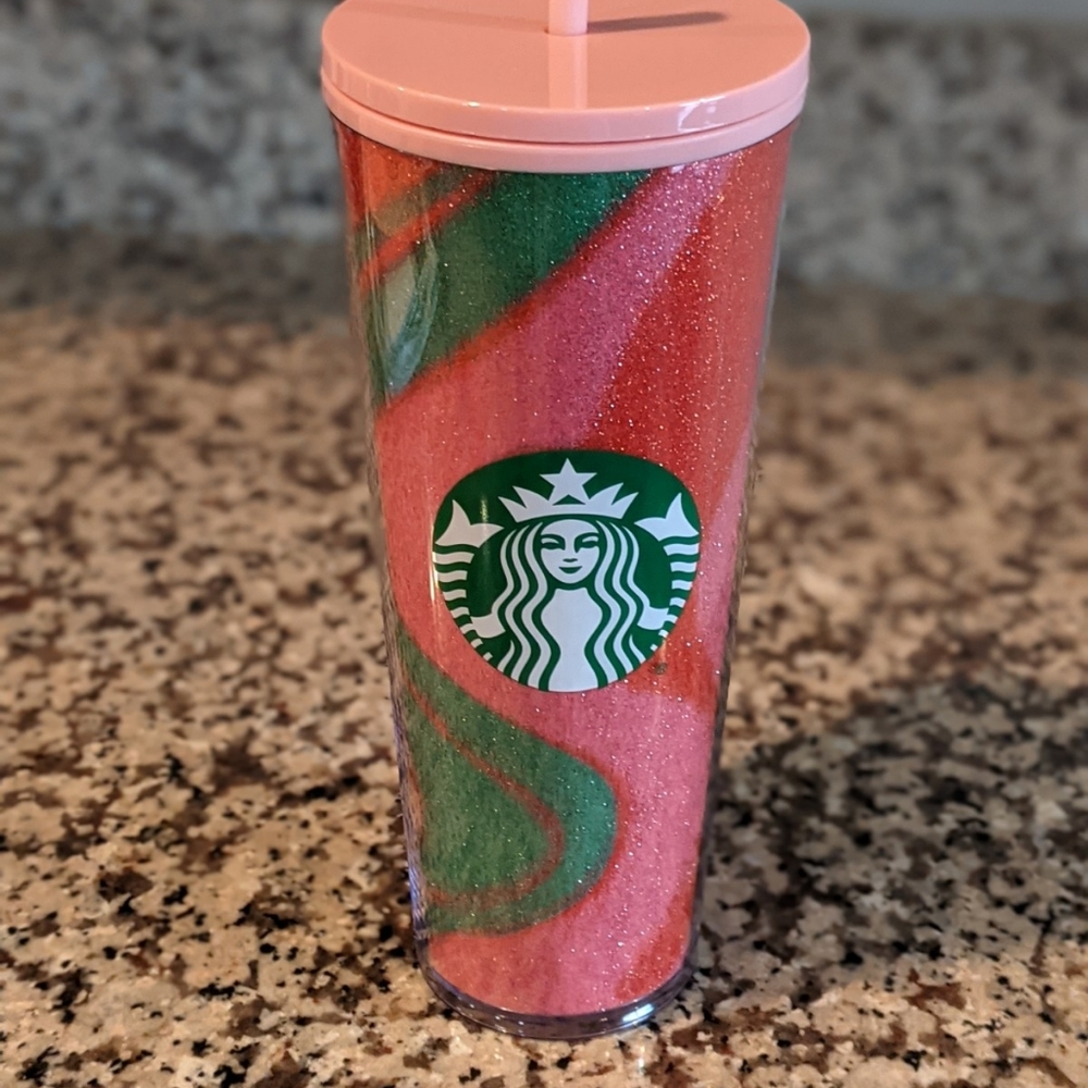 Starbucks Holiday Glitter Pink Swirl tumbler  2020